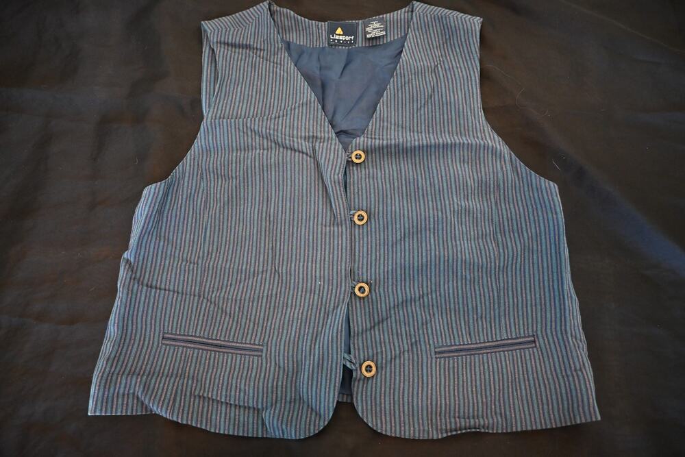 Vintage Lizsport Petite Striped Button Front Vest Size 8P